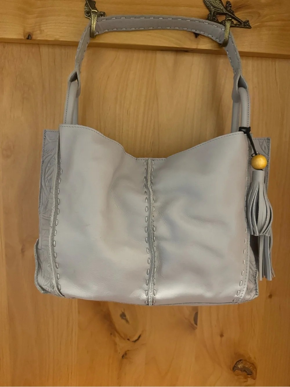The Sak Medium Feliz Leather Bag, Light Grey - Picture 2 of 8